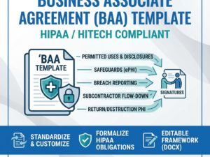 Business Associate Agreement template, editable HIPAA BAA