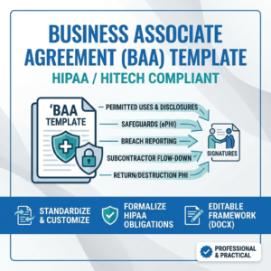Business Associate Agreement template, editable HIPAA BAA