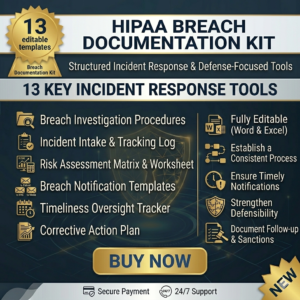 HIPAA Breach Documentation Kit, complete breach response template bundle