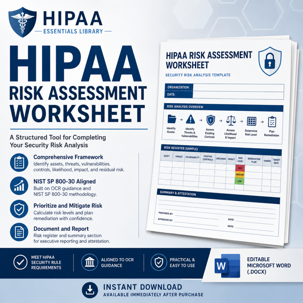 HIPAA Risk Assessment Worksheet - hipaaessentialslibrary.com