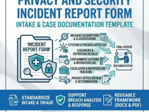 HIPAA Incident Report Form, editable incident documentation template