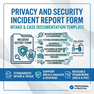 HIPAA Incident Report Form, editable incident documentation template