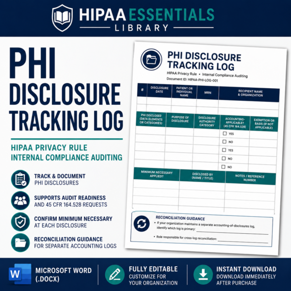 PHI Disclosure Tracking Log - hipaaessentialslibrary.com